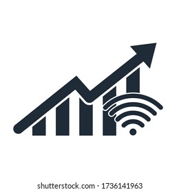 Control signal on the graph. Interactive tracking, process control. Vector icon on a white background.