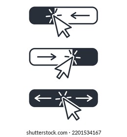 Control slider button. Right left  swipe gestures slider .Set of vector linear icons isolated on white background.