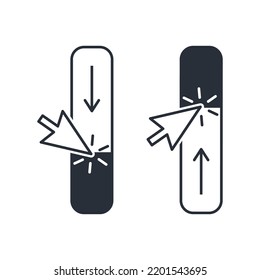 Control slider up and down. Vector linear icon isolated on white background.
