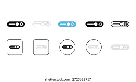 Steuerelement-Schieberegler-Symbol, das die Einstellebeneneinstellungen in Volltonpunkt-Pixelfarbe für App- und Webdesign anzeigt