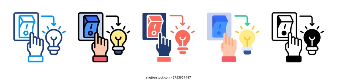 Control Switch Icon Set Multiple Style Collection Vector Illustration