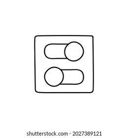 Control switch toggle icon in flat black line style, isolated on white background 