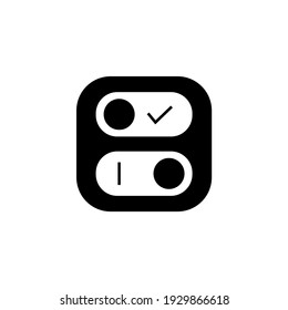 Control switch toggle icon in solid black flat shape glyph icon, isolated on white background 