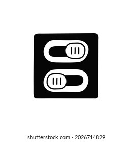 Control switch toggle icon in solid black flat shape glyph icon, isolated on white background 