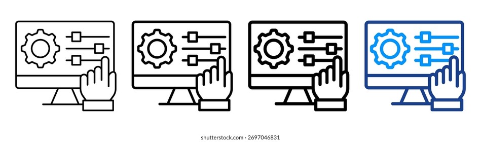 Control System Icon Different Outline Collection Set