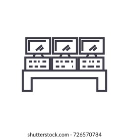 control system vector line icon, sign, illustration on background, editable strokes