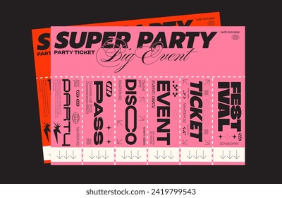 Control ticket bracelets for events, disco, festival, fan zone, party, staff. Vector mockup of a festival bracelet in a futuristic style