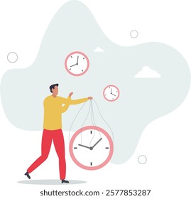 Control time, freedom or efficient time management to finish project within deadline, productivity or efficiency, productive project manager concept.flat characters.