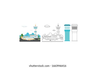 Control Tower Airport Object Vector Illustration Bundle