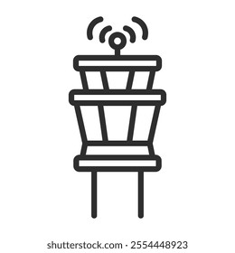 Control tower icon, Aviation symbol outline icon, editable vector illustration and transparent graphic element. Isolated on white background