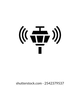 Control Tower icon Black and white outline vector