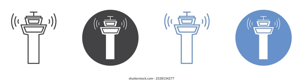 Icono de la torre de control Arte plano en blanco y negro aislado