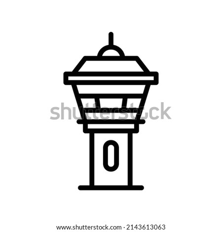 Control Tower Icon. Line Art Style Design Isolated On White Background
