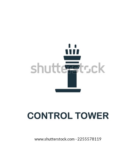 Control tower icon. Monochrome simple sign from airport elements collection. Control tower icon for logo, templates, web design and infographics.