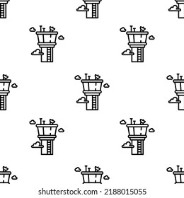 control tower icon pattern. Seamless control tower pattern on white background.