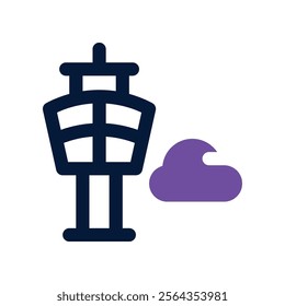 control tower icon. vector dual tone icon for your website, mobile, presentation, and logo design.