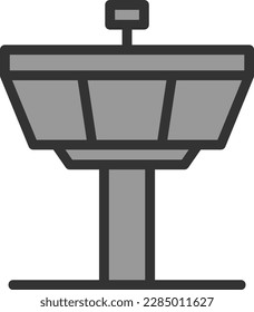 Control Tower Line Filled Greyscale Vector Icon Design