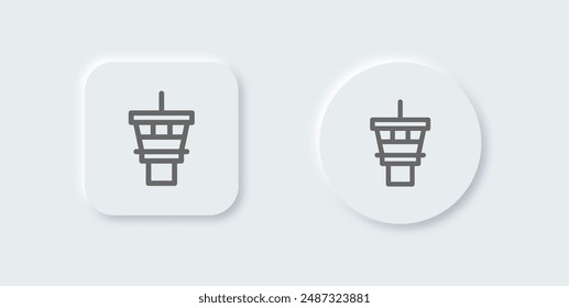 Control tower line icon in neomorphic design style. Terminal signs vector illustration.