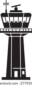 Control tower silhouette black vector icon