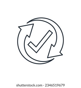 Control and update of the standard. Consumer protection. Maintenance. Vector linear icon isolated on white background.