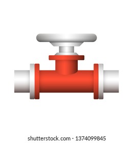 Control valve and pipe icon. Include flange fitting for connect to pipeline. Using in industry plant and factory to flow control of liquid or gas i.e. water, wastewater, oil, petrol and natural gas.