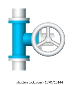 Control valve and pipe icon. Include flange fitting for connect to pipeline. Using in industry plant and factory to flow control of liquid or gas i.e. water, wastewater, oil, petrol and natural gas.