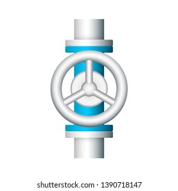 Control valve and pipe icon. Include flange fitting for connect to pipeline. Using in industry plant and factory to flow control of liquid or gas i.e. water, wastewater, oil, petrol and natural gas.
