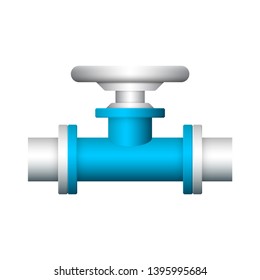 Control valve and pipe icon. Include flange fitting for connect to pipeline. Using in industry plant and factory to flow control of liquid or gas i.e. water, wastewater, oil, petrol and natural gas.
