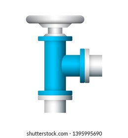 Control valve and pipe icon. Include flange fitting for connect to pipeline. Using in industry plant and factory to flow control of liquid or gas i.e. water, wastewater, oil, petrol and natural gas.