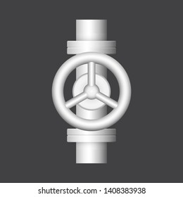 Control valve and pipe icon. Include flange fitting for connect to pipeline. Using in industry plant and factory to flow control of liquid or gas i.e. water, wastewater, oil, petrol and natural gas.