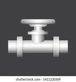 Control valve and pipe icon. Include flange fitting for connect to pipeline. Using in industry plant and factory to flow control of liquid or gas i.e. water, wastewater, oil, petrol and natural gas.