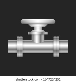 Control valve and pipe icon. Include flange fitting for connect to pipeline. Using in industry plant and factory to flow control of liquid or gas i.e. water, wastewater, oil, petrol and natural gas.