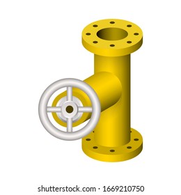 Conector del tubo de acero y control de válvulas 
diseño de icono vectorial aislado en fondo blanco.
