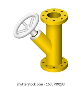 Control valve and pipe icon. Include flange fitting for connect to pipeline. Using in industry plant and factory to flow control of liquid or gas i.e. water, wastewater, oil, petrol and natural gas.