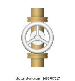 Stahlrohranschluss und Ventilsteuerung 
Design der Vektorillustration einzeln auf weißem Hintergrund.