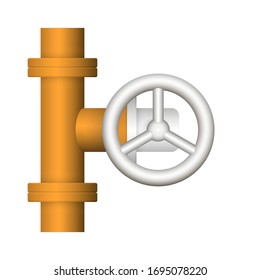 Control valve and pipe icon. Include flange fitting for connect to pipeline. Using in industry plant and factory to flow control of liquid or gas i.e. water, wastewater, oil, petrol and natural gas.