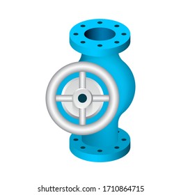 Control valve and pipe icon. Include flange fitting for connect to pipeline. Using in industry plant and factory to flow control of liquid or gas i.e. water, wastewater, oil, petrol and natural gas.