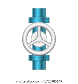 Control valve and pipe icon. Include flange fitting for connect to pipeline. Using in industry plant and factory to flow control of liquid or gas i.e. water, wastewater, oil, petrol and natural gas.