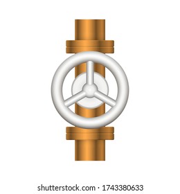 Control valve and pipe icon. Include flange fitting for connect to pipeline. Using in industry plant and factory to flow control of liquid or gas i.e. water, wastewater, oil, petrol and natural gas.