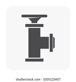 Control valve and pipe vector icon. Used to flow control and transportation fluid or gas i.e. crude, oil, natural gas, sewage, water, wastewater in oil industry, plumbing, water supply and irrigation