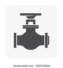 Control valve and pipe vector icon. Used to flow control and transportation fluid or gas i.e. crude, oil, natural gas, sewage, water, wastewater in oil industry, plumbing, water supply and irrigation