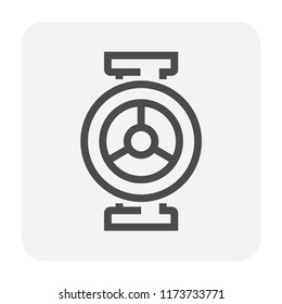 Control valve and pipe vector icon. For flow control and transport fluid or gas i.e. crude, oil, natural gas, sewage, water, wastewater in oil industry, plumbing, water supply and irrigation. 64x64 px