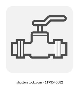 Control valve and pipe vector icon. Used to flow control and transportation fluid or gas i.e. crude, oil, natural gas, sewage, water, wastewater in oil industry, plumbing, water supply and irrigation