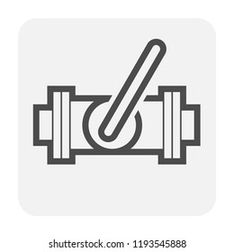 Control valve and pipe vector icon. Used to flow control and transportation fluid or gas i.e. crude, oil, natural gas, sewage, water, wastewater in oil industry, plumbing, water supply and irrigation