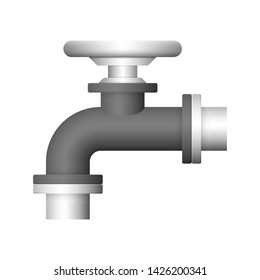 Control valve and pipe vector icon. Used to flow control and transportation fluid or gas i.e. crude, oil, natural gas, sewage, water, wastewater in oil industry, plumbing, water supply and irrigation