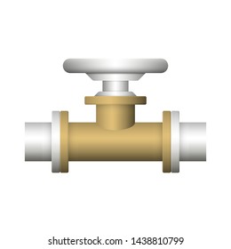 Control valve and pipe vector icon. Used to flow control and transportation fluid or gas i.e. crude, oil, natural gas, sewage, water, wastewater in oil industry, plumbing, water supply and irrigation