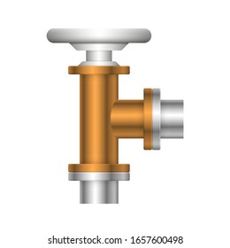 Control valve and pipe vector icon. Use to flow control of fluid or gas for industrial process i.e. water and sewage processing, power generation, oil gas and petroleum industry, food manufacturing.