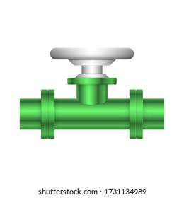 Control valve and pipe vector icon. Used to flow control and transportation fluid or gas i.e. crude, oil, natural gas, sewage, water, wastewater in oil industry, plumbing, water supply and irrigation