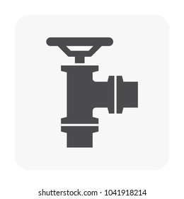 Control valve and pipeline icon. Use in industry plant and factory to flow control of fluid or gas i.e. crude, oil, natural gas, sewage, water, wastewater. Also use in plumbing, supply and irrigation.