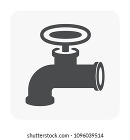 Control valve and pipeline icon. Use in industry plant and factory to flow control of fluid or gas i.e. crude, oil, natural gas, sewage, water, wastewater. Also use in plumbing, supply and irrigation.